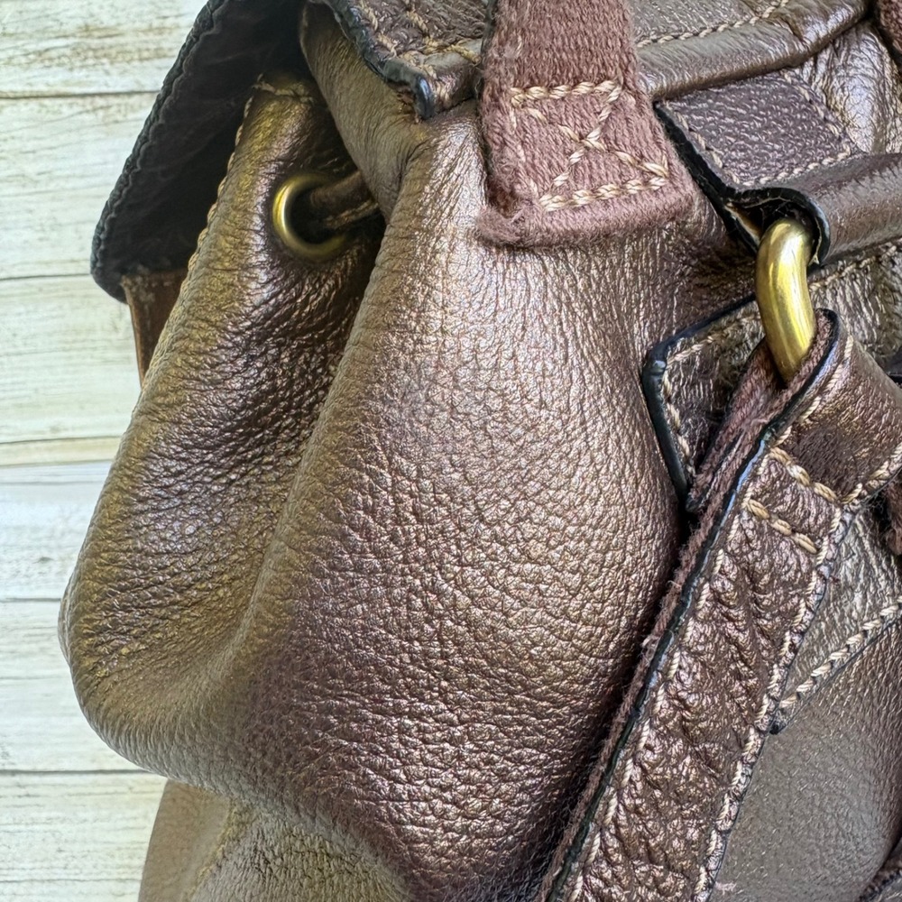 Fossil Mini Backpack Small Bronze Metallic Leather  Boho Bag Travel Casual - Picture 16 of 16